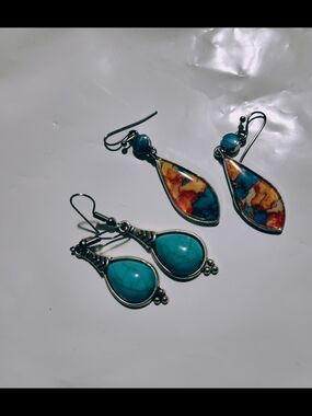 Turquoise Teardrop Dangle Earrings - Women's Jewelry